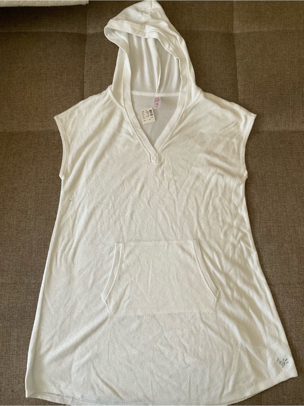 Justice White Hooded Sleeveless Tunic Top